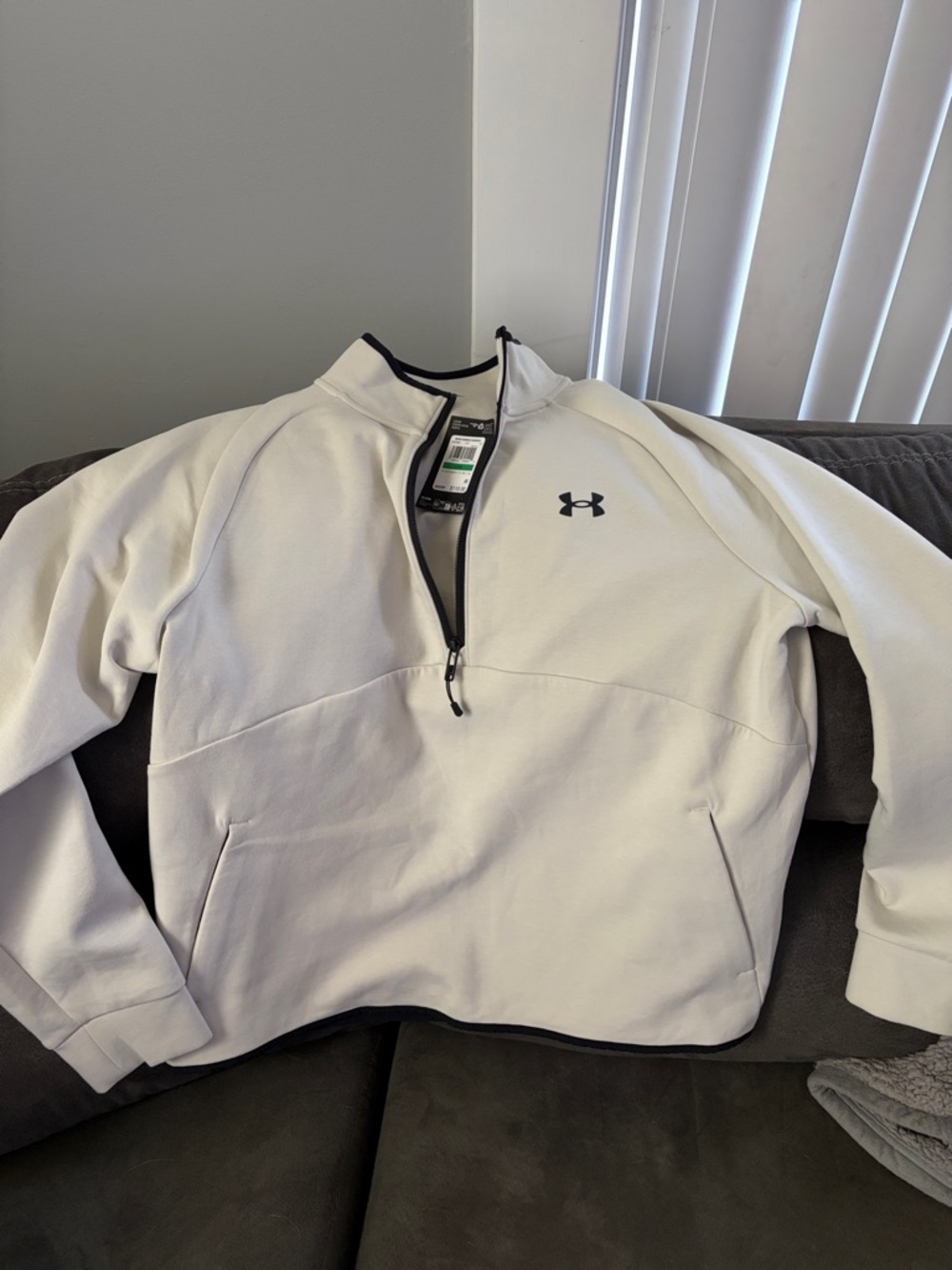 Under Armour Off White Quarter-Zip Pullover with Black Accents